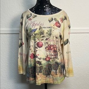 Women’s Apple Harvest All-Over Print Embellished Top